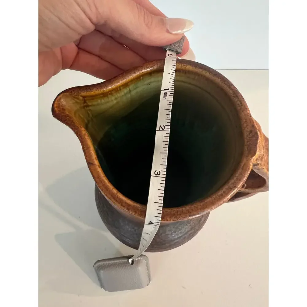 Vintage Mid-century Rare Salt Glaze Pitcher Double Handle Unique JL